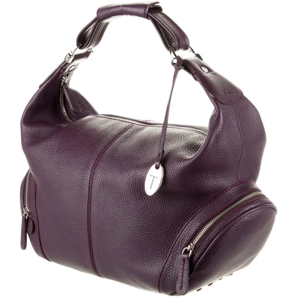 Tod's Charlotte Media Hobo Cargo Pockets Purple Leather Bag
